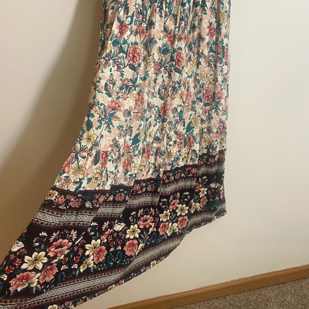 Bohemian Floral Print VNeck Maxi dress Short sleeve Size Large - Picture 7 of 7